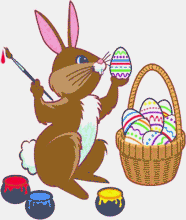 Gif animé Pâques lapin oeufs